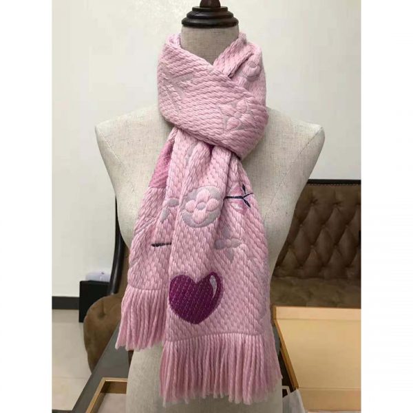 Louis Vuitton LV Women Logomania A La Folie Scarf with Silk Wool-Pink (2)
