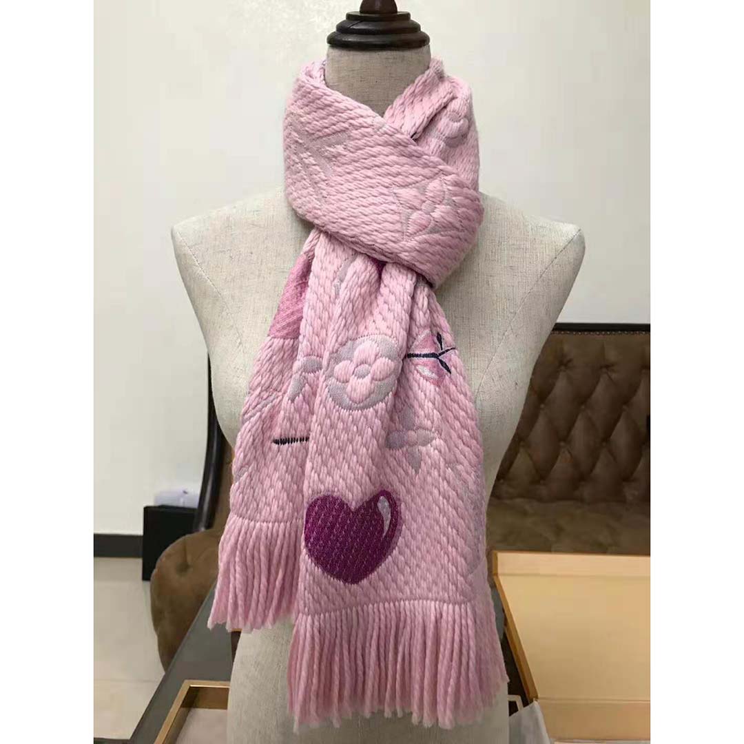 Louis Vuitton Logomania Scarf-Pink Material: Wool Condition: 9.9