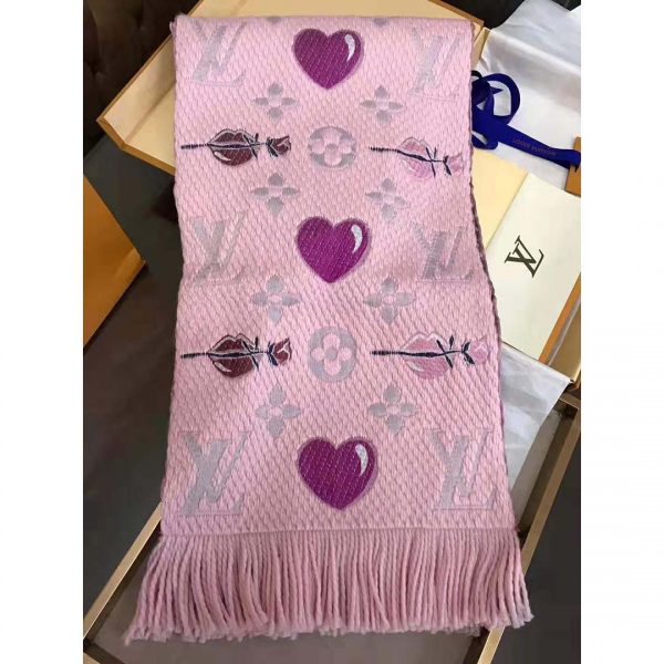 Louis Vuitton LV Women Logomania A La Folie Scarf with Silk Wool-Pink (4)