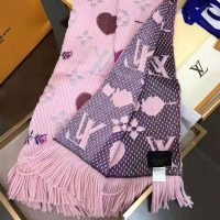 Louis Vuitton LV Women Logomania A La Folie Scarf with Silk Wool-Pink (1)