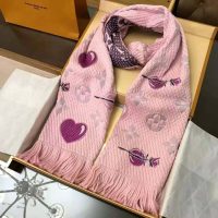 Louis Vuitton LV Women Logomania A La Folie Scarf with Silk Wool-Pink (1)