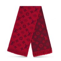 Louis Vuitton LV Women Logomania Scarf in Iconic Monogram Silk Wool-Red (1)