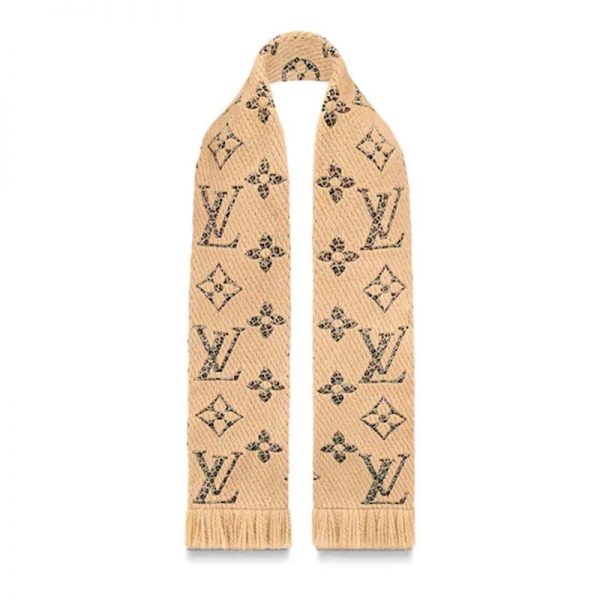 Louis Vuitton LV Women Monogram Giant Jungle Logomania Scarf with Luxuriously Soft Wool-Sandy
