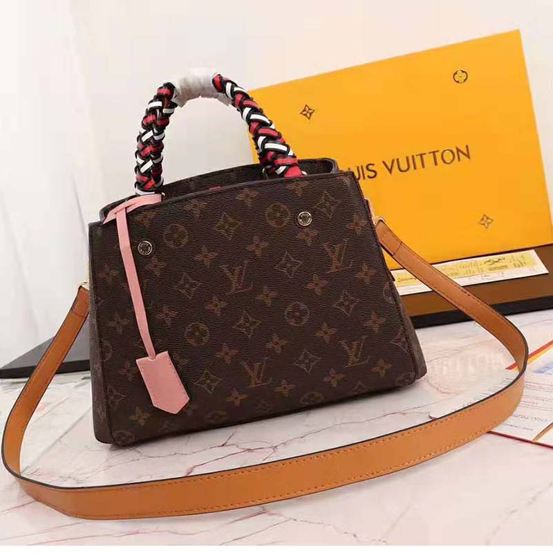 Louis Vuitton Braided Handle Montaigne Handbag Monogram Canvas BB