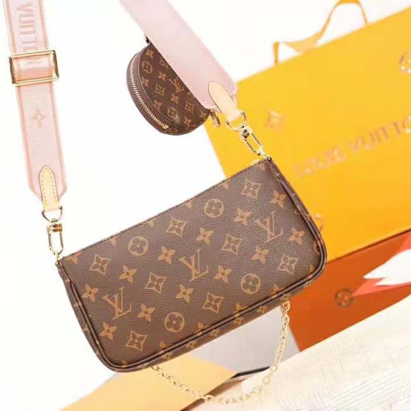 Louis Vuitton Multi pochette Pink Yellow Leather ref.568259 - Joli Closet