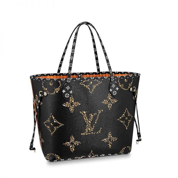 Louis Vuitton LV Women Neverfull MM Tote Bag in Monogram Canvas-Black (1)