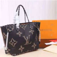 Louis Vuitton LV Women Neverfull MM Tote Bag in Monogram Canvas-Black (1)