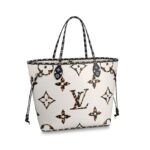 Borsa tote Louis Vuitton LV Neverfull MM da donna in tela Monogram - Bianca