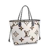 Louis Vuitton LV Women Neverfull MM Tote Bag in Monogram Canvas-White (1)