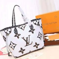 Louis Vuitton LV Women Neverfull MM Tote Bag in Monogram Canvas-White (1)