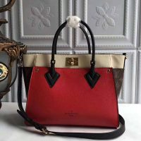 Louis Vuitton LV Women On My Side Bag in Small-Grained Calf Leather-Red (1)