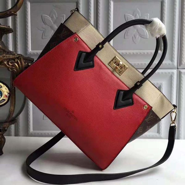 Louis Vuitton LV Women On My Side Bag in Small-Grained Calf Leather-Red (5)