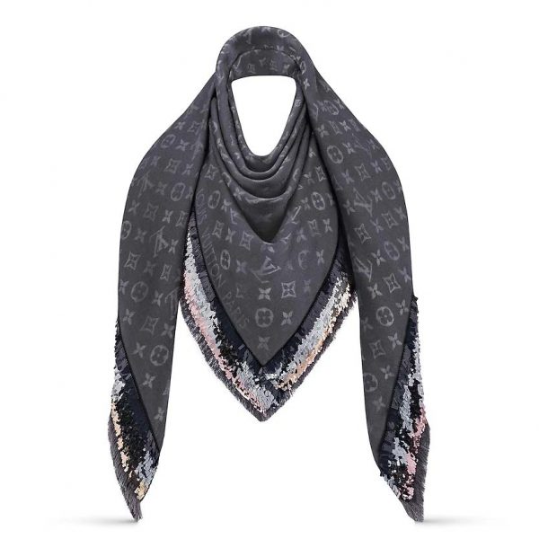 Louis Vuitton LV Women Party Monogram Shawl Triangle Scarf with Luxurious Silk and Wool