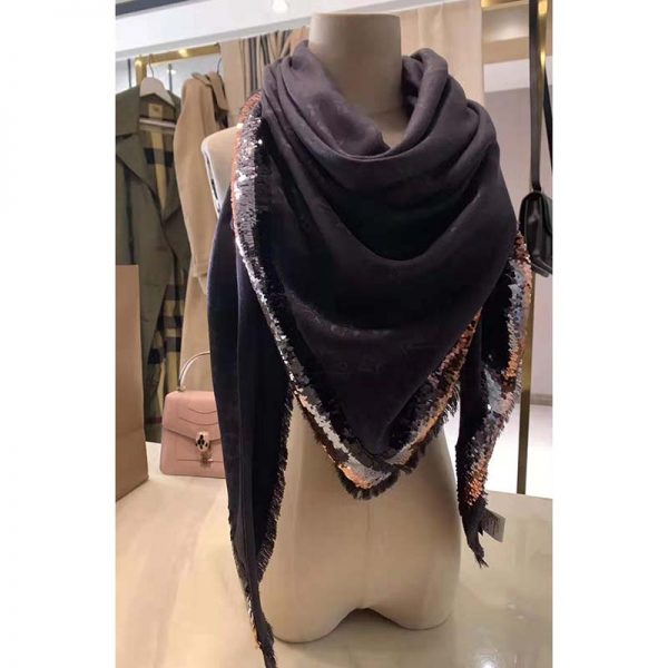 Louis Vuitton LV Women Party Monogram Shawl Triangle Scarf with Luxurious Silk and Wool (3)