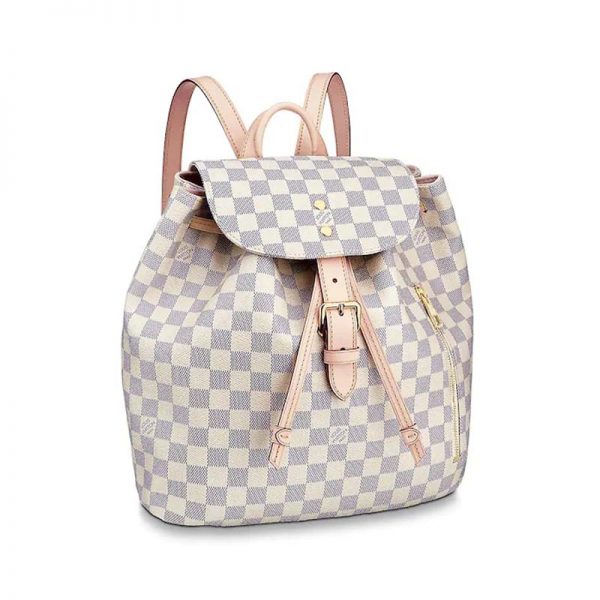 Louis LV Women Sperone Backpack Damier Azur Canvas-Grey - LULUX