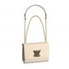 Louis Vuitton LV Women Twist MM Handbag in Quartz Epi leather-Beige