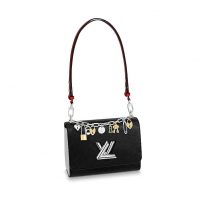 Louis Vuitton LV Women Twist MM LV Love Lock Charms Handbag in Epi Cowhide Leather-Black (1)