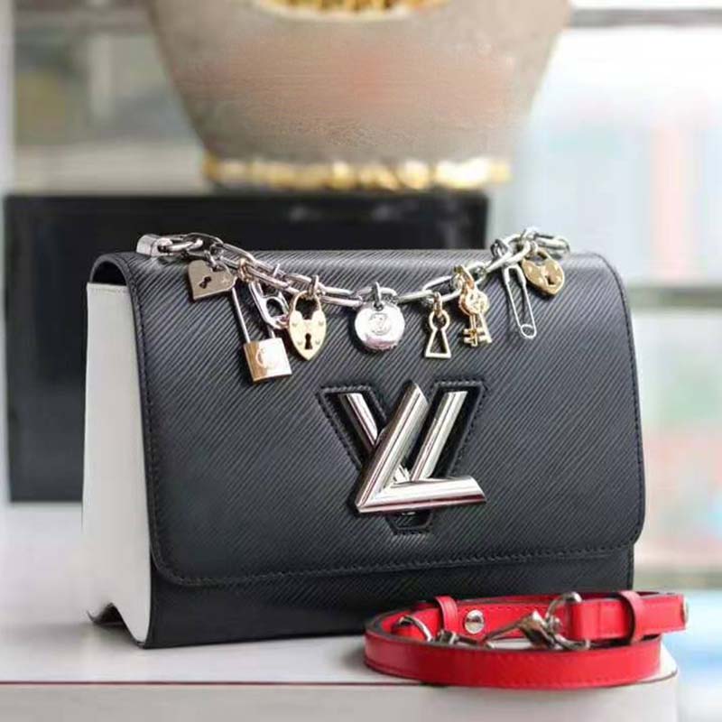 LOUIS VUITTON Epi Love Lock Twist Shoulder Bag MM Black 430489