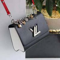 Louis Vuitton LV Women Twist MM LV Love Lock Charms Handbag in Epi Cowhide Leather-Black (1)