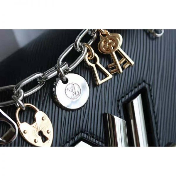 Louis Vuitton LV Women Twist MM LV Love Lock Charms Handbag in Epi Cowhide Leather-Black (6)