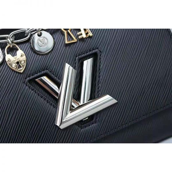 Louis Vuitton LV Women Twist MM LV Love Lock Charms Handbag in Epi Cowhide Leather-Black (7)