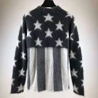 Louis Vuitton LV Men USA Flag Mohair Jacquard Crewneck Sweater-Grey (13)