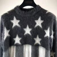 Louis Vuitton LV Men USA Flag Mohair Jacquard Crewneck Sweater-Grey (13)