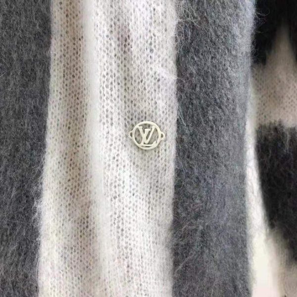 Louis Vuitton LV Women USA Flag Mohair Jacquard Crewneck Sweater-Grey (8)