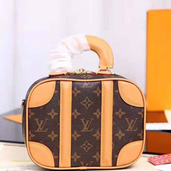 Louis Vuitton LV Women Valisette BB Handbag in Monogram Canvas with Natural Cowhide Leather-Brown (6)