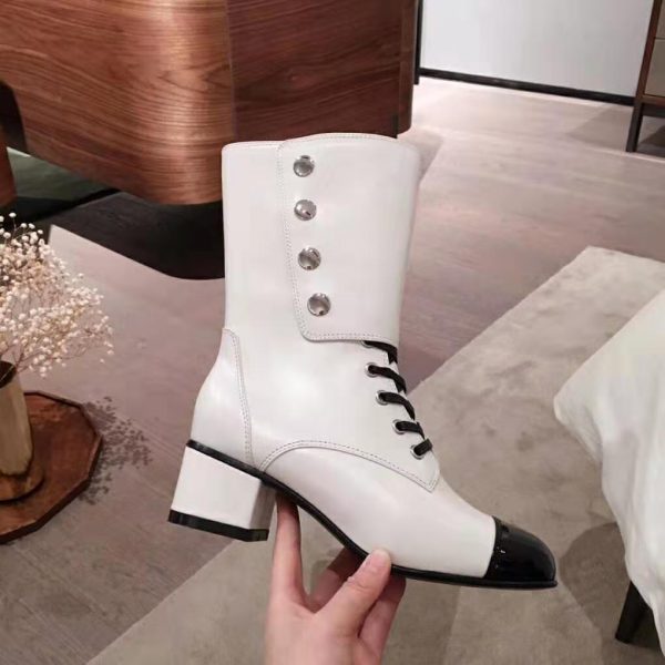 Chanel Women Ankle Boots Calfskin & Patent Calfskin 4.6 cm Heel-Beige (2)