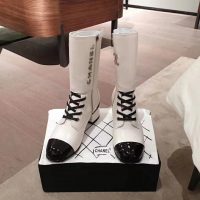 Chanel Women Ankle Boots Calfskin & Patent Calfskin 4.6 cm Heel-Beige (1)