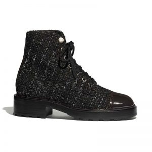 Chanel Women Ankle Boots in Tweed & Calfskin 3.6 cm Heel-Black