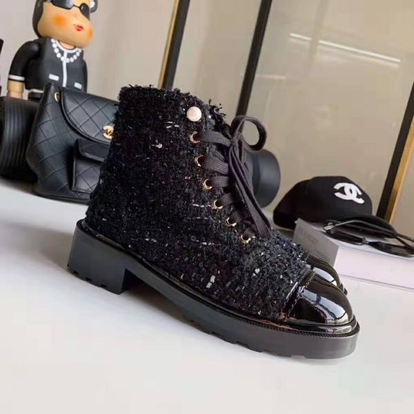 Chanel Women Ankle Boots in Tweed & Calfskin 3.6 cm Heel-Black (7)