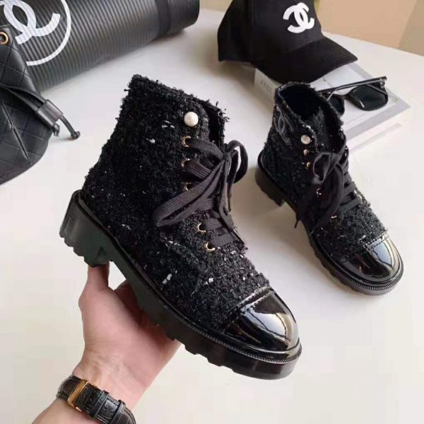 Chanel Women Ankle Boots in Tweed & Calfskin 3.6 cm Heel-Black (9)