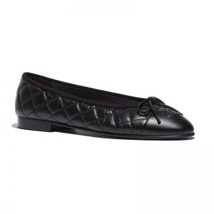 Chanel Women Ballerinas in Aged Calfskin Leather-Black