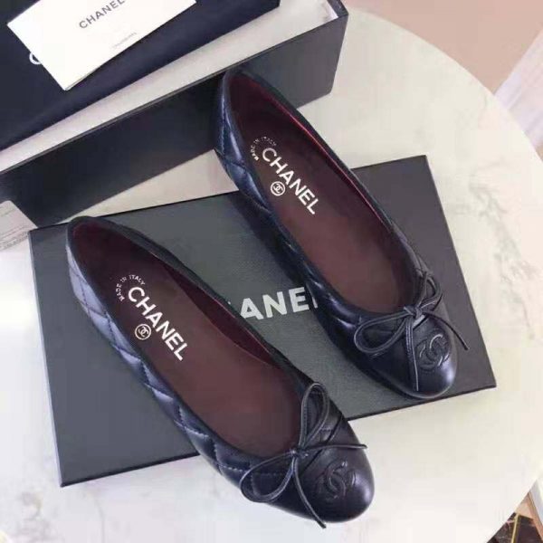 Chanel Women Ballerinas in Aged Calfskin Leather-Black (2)