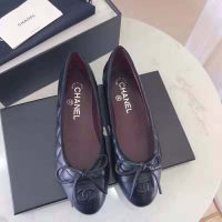 Chanel Women Ballerinas in Aged Calfskin Leather-Black (1)