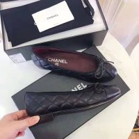 Chanel Women Ballerinas in Aged Calfskin Leather-Black (1)