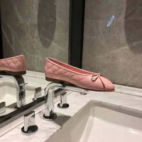 Chanel Women Ballerinas in Aged Calfskin Leather-Pink (1)