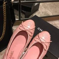 Chanel Women Ballerinas in Aged Calfskin Leather-Pink (1)