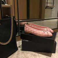 Chanel Women Ballerinas in Aged Calfskin Leather-Pink (1)