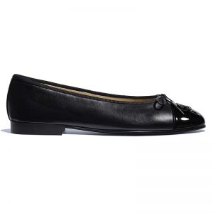 Chanel Women Ballerinas in Lambskin & Patent Calfskin-Black