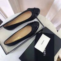 Chanel Women Ballerinas in Lambskin & Patent Calfskin-Black (1)