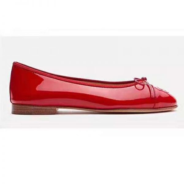 Chanel Women Ballerinas in Patent Calfskin Leather-Red (10)