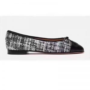 Chanel Women Ballerinas in Tweed Fabrics-Black