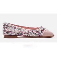 Chanel Women Ballerinas in Tweed Fabrics-Pink (1)