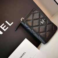 Chanel Women Classic Zipped Coin Purse in Grained Calfskin & Silver-Tone Metal-Black (8)