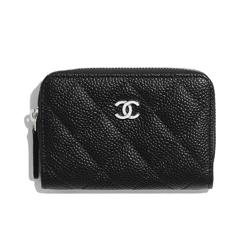 LULUX-The Luxury Hub - Chanel Women Classic Zipped Coin Purse In Grained  Calfskin & Silver-Tone Metal-Black  classic-zipped-coin-purse-in-grained-calfskin-silver-tone-metal-black/