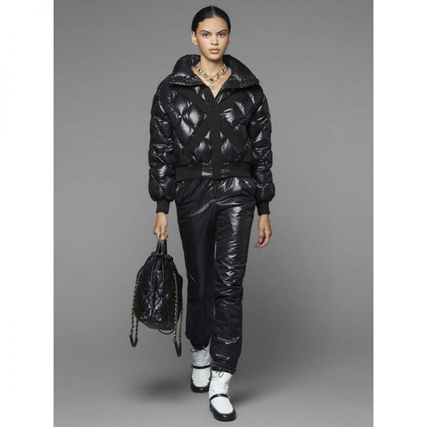 Chanel Women Coated Canvas Blouson Down Coat Jacket-Black