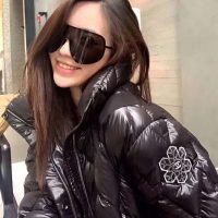 Chanel Women Coated Canvas Blouson Down Coat Jacket-Black (1)